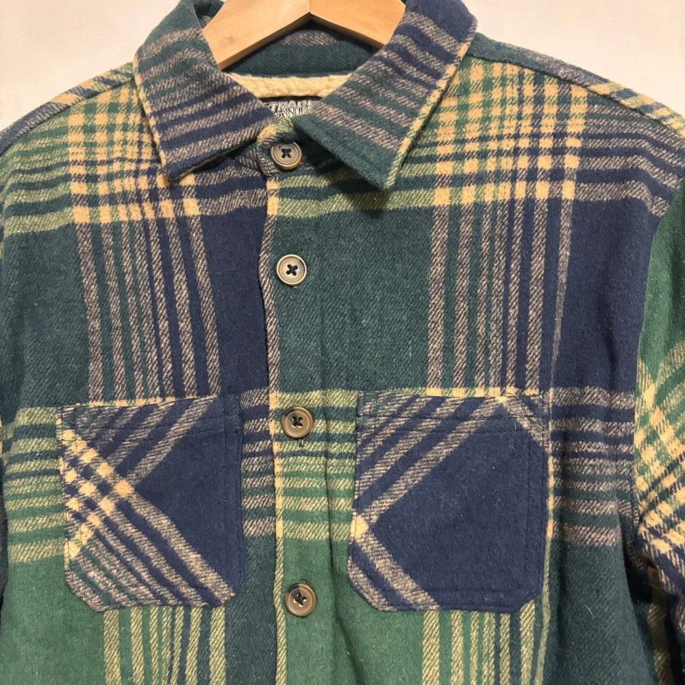 Brooklyn Cloth Flannel Shirt Jacket Mens S Plaid Sherpa Lined Shacket Outdoor